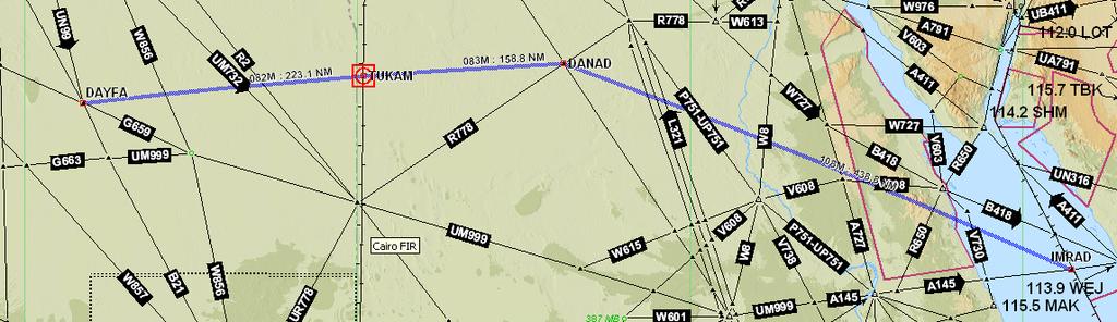 APPENDIX 4B MID/RC-081 SEB HORUJ DAYFA DANAD IMRAD ALMAL Flight Level Band: ATS Route Name: New Route UQ596 Route Description Potential City Pairs: Dakar FIR, Algiers FIR, Tripoli FIR, Cairo FIR,