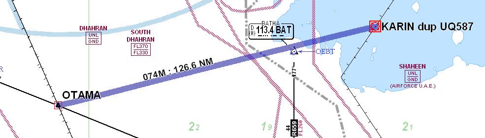 APPENDIX 4B 4B-44 MID/RC-091 ATS Route Name: New Route UQ587; Bidirectional Route Description OTAMA 2351 47N 0494707E KARIN 2422.7N 05201.