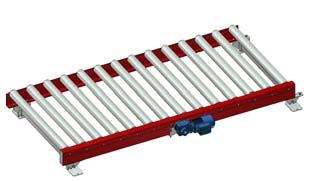 Support rollers under main rollers PA1500 Roller conveyor with tube reinforcement for transport of