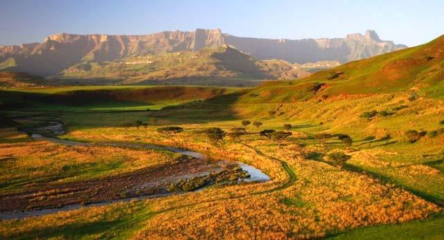 Tugela Falls The highest waterfall in Africa and the second highest waterfall on earth, located in the Drakensberg.