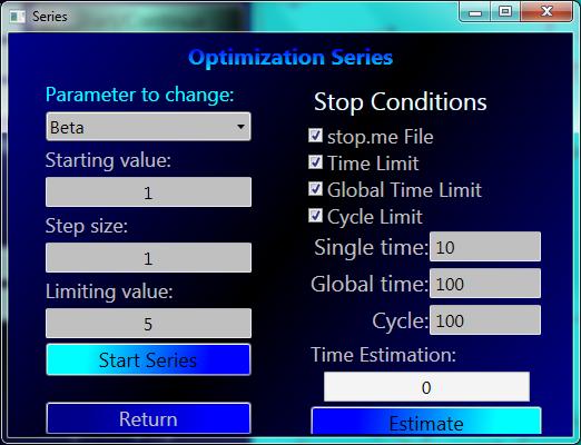 5.7 Serijsko pokretanje optimiranja Pritiskom na gumb Series otvara se prozor prikazan na slici 5.12, kojim se može optimiranje pokrenuti u seriji više puta za redom.