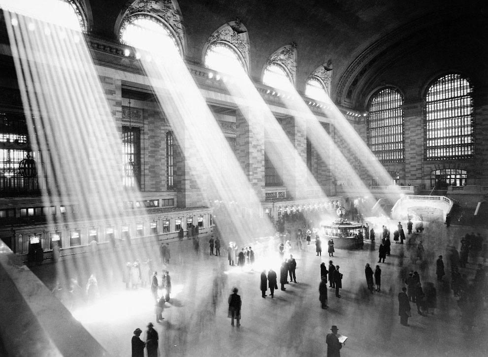Sunlight floods in through windows in the vaulted main room of New York City's Grand Central