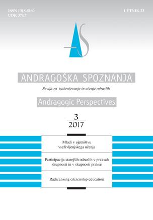Andragoška spoznanja http://revije.ff.uni-lj.si/andragoskaspoznanja Revija redno izhaja že od leta 1995 in celovito pokriva različna področja izobraževanja odraslih v Sloveniji.