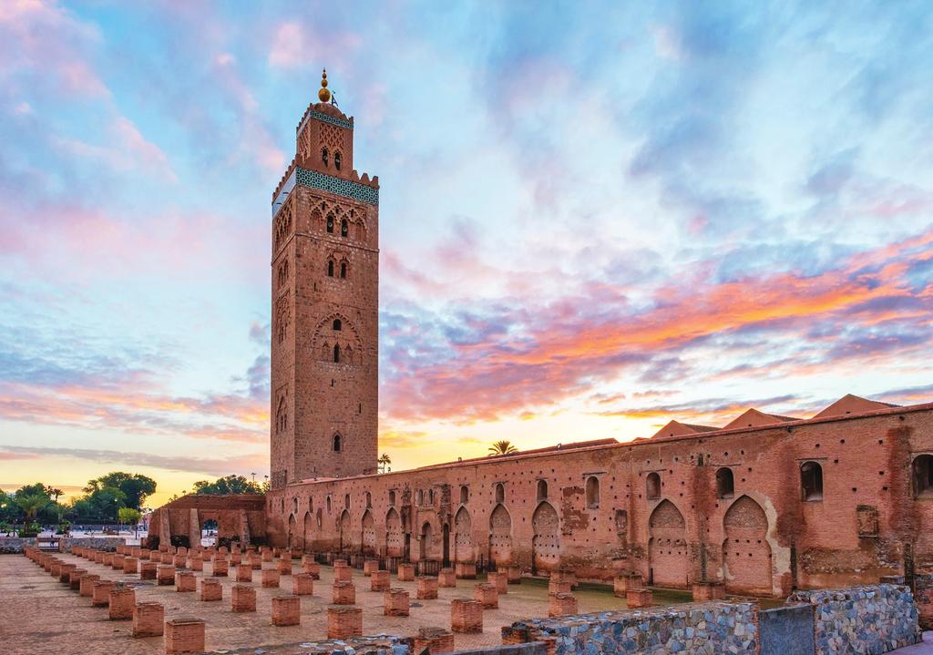 We see the distinctive Koutoubia Mosque - Marrakech s largest - on Day 11. Day 6: Fez Today s touring features the Museum of Fez, housing traditional arts.
