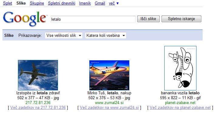 94 B2 d.o.o. Priročnik za tečaj RAČUNALNIŠKA PISMENOST Iskanje slik Večina sodobnih spletnih iskalnikov nam zraven iskanja po besedilu omogoča tudi iskanje slik.