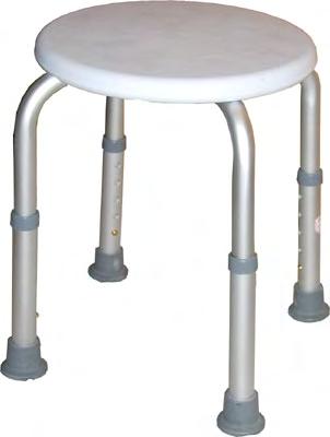 BATH SEATS ADJUSTABLE BATH STOOL Adjustable lightweight aluminum frame with plastic seat and rubber suction