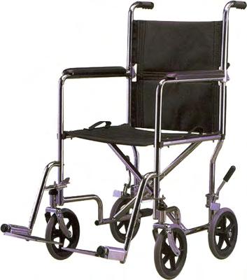 WHEELCHAIRS TRANSPORT CHAIR Constructed of chrome tubing with dual locking rear