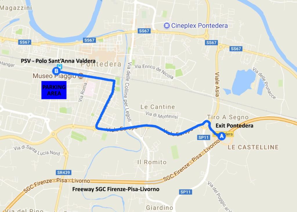 You will find the Museo Piaggio on your left side after about 5 km. The PSV is on your right, 50 m ahead.
