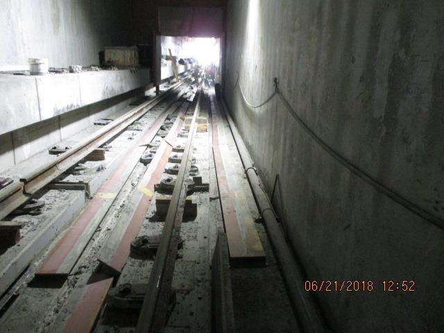 tunnel construction, concrete pours, and staging in the center of