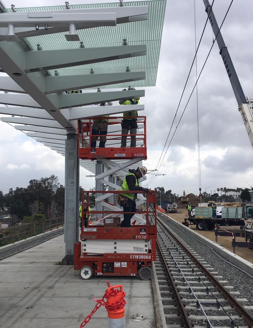 Downtown Inglewood Station Installation of glass