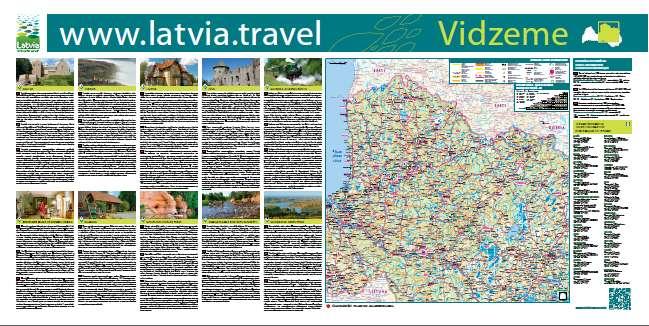 Information stands on the main roads - Regional maps Kurzeme, Vidzeme, Zemgale, Latgale - Top 10 destinations