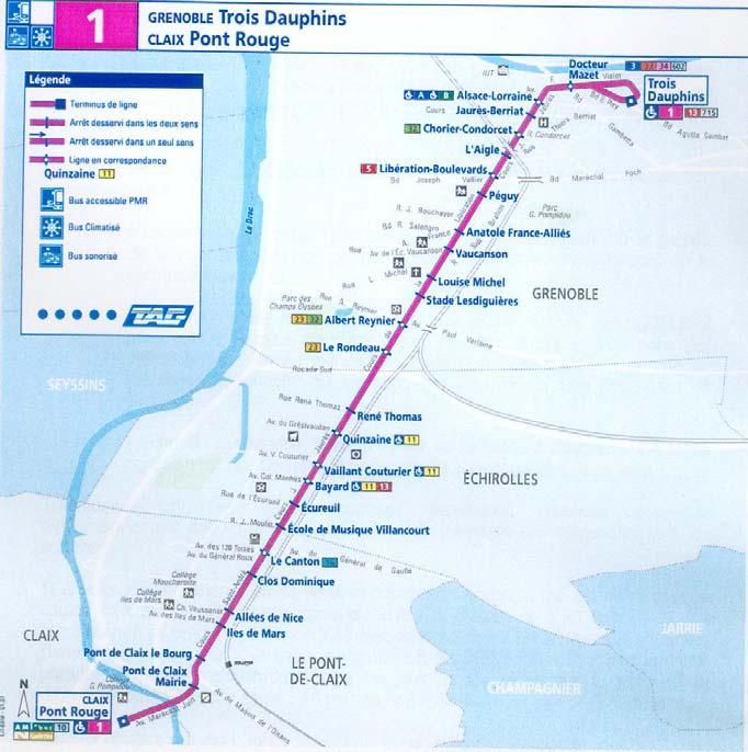 Major lines for big cities : Grenoble (1/2) Line 1 in 1998 : 9 km 1st route but also the slowest (V = 15 km/h)