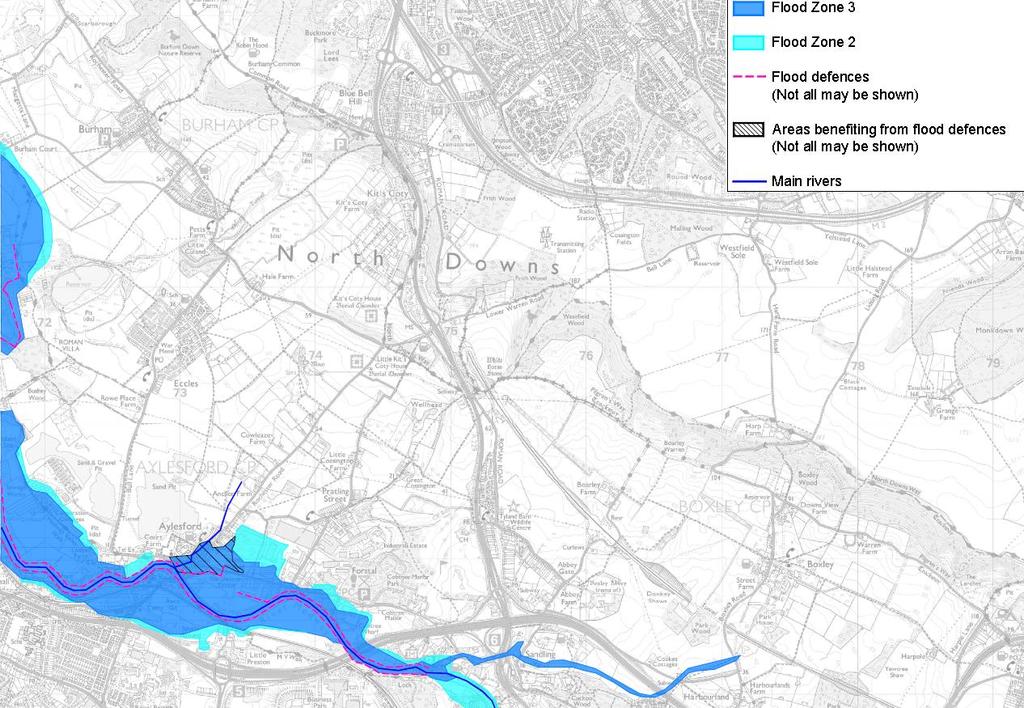EXISTING CONDITIONS 2.8.34 The River Medway runs to the southwest of the junction between the M20 and the A229. It is possible that surface water runoff from the junction is discharged to the Medway.