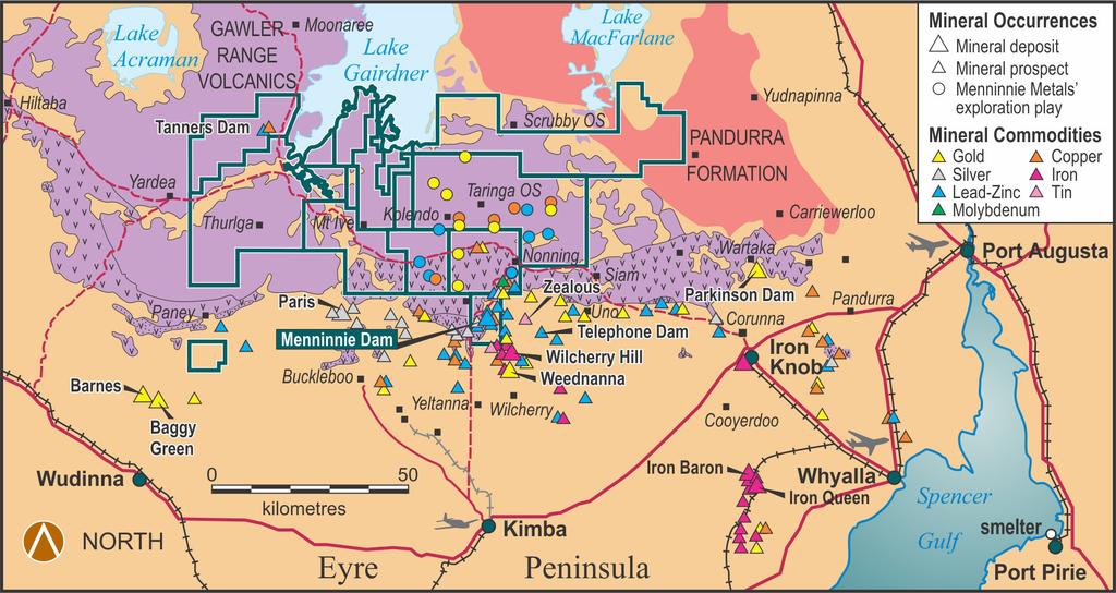Figure 3: Gawler Ranges Project geological setting. Field mapping and sampling on the tenements continued throughout the quarter.