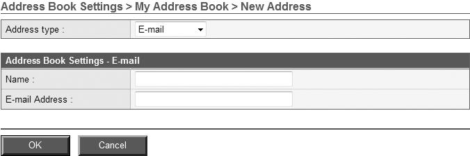 Registriranje Novih adresa Odaberite tip adresara (Dijeljeni adresar ili Osobni adresar), te kliknite na [New Address] [Nova adresa] da biste registrirali novu adresu.