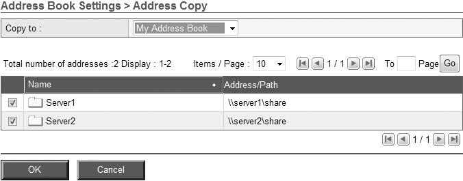 Ovu funkciju koristite kad želite kopirati adresu između dijeljenog i osobnog adresara ili kopirati adresu i registrirati ju kao različitu u istom adresaru, nakon izmjene nekih postavki. 1.