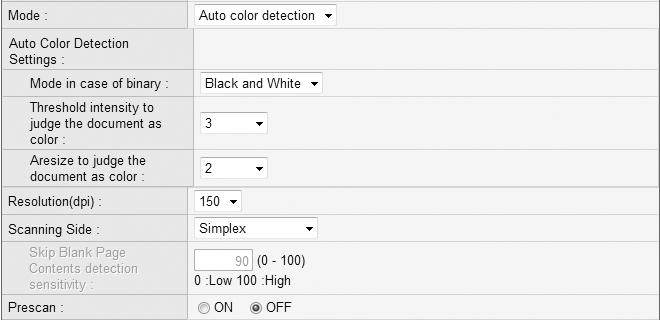Kad je odabrano [Auto Color Detection] [Automatsko otkrivanje boje], skener automatski detektira je li dokument u boji ili crno-bijeli.