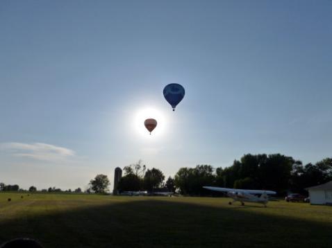 place, five balloonist set up and