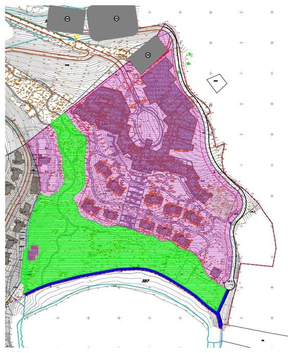 Izvod iz Plana mjera za sprovođenje Obalno šetalište lungo mare je planirano u zaleđu plaže i predstavlja zasebnu urbanistički parcelu (UP4).