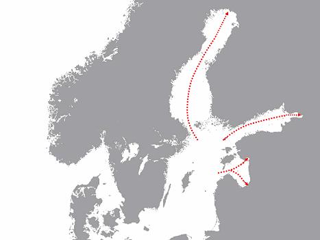 The longest sailing distance in sea ice is to the northernmost ports in the Bay of Bothnia.