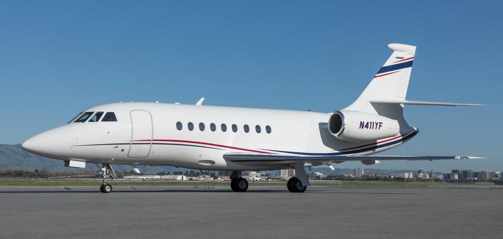 EXTERIOR EXTERIOR DESCRIPTION (Repainted in 2012 by Dassault Falcon Jet - Wilmington) Matterhorn White with Blue and Red Stripes This aircraft is being brokered by Guardian Jet, LLC.