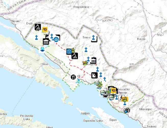 Interaktivna karta općine Dubrovačko primorje 39 Dobivena karta vidljiva je na slici 31. Slika 31. Interaktivna karta dobivena u programu ArcGIS Online 5.