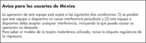 Obavijest za korisnike iz Meksika Obavijest o bežičnoj