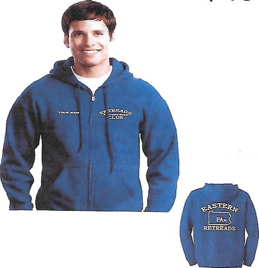 ONLY ZIPPERED HOODED SWEATSHIRT $45 Additional Cost for: 2XL ADD $14 3XL ADD $16 Color: Royal Blue with gold print and embroidery EMBROIDERED LOGO AND NAME ON FRONT PRINTED LOGO ON BACK ORDERS MUST