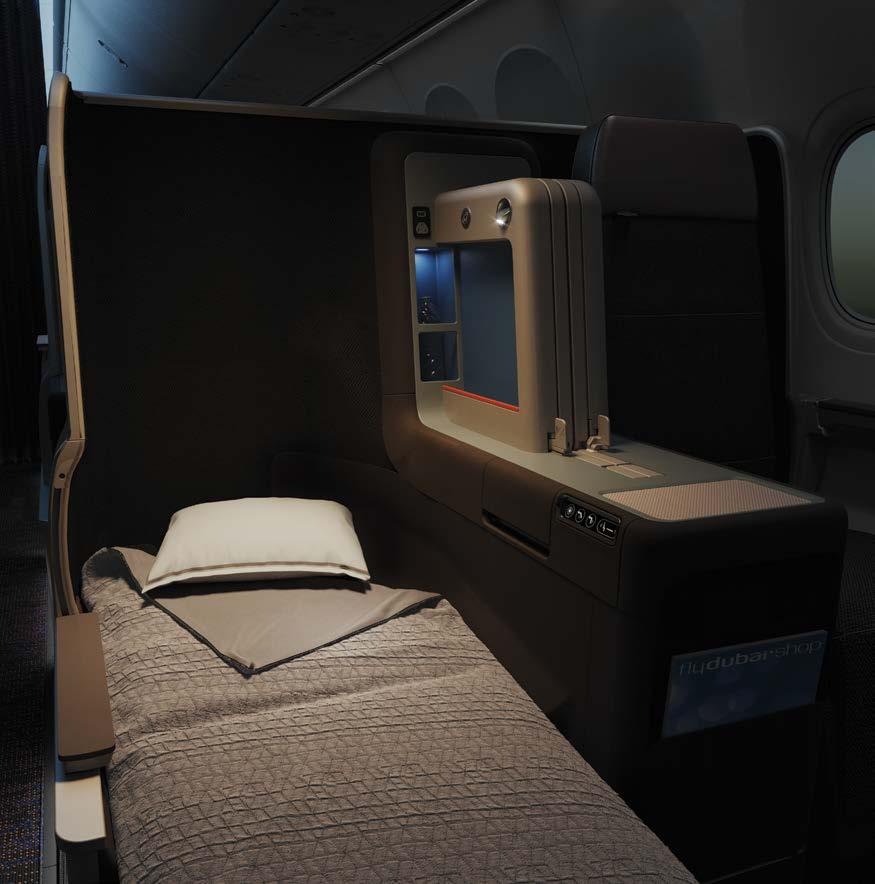 Time for bed If passengers want to get some sleep during their flight, the MAX business seat can quickly and easily be converted into a bed.