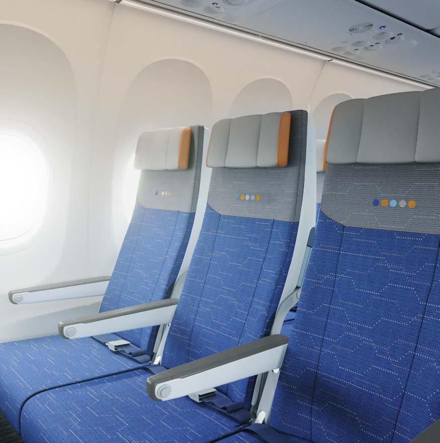 Comfort on board With generous pitch, gentle recline and a bottom cushion that adjusts for support and comfort, the design of the seat in the economy class cabin is just one of the reasons the travel