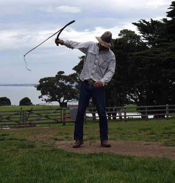 WHIP CRACKING Whip Cracking takes place daily at 2.45pm on the lawn opposite the Blacksmith Shop. See visitor map on page 11. FIRST Visitors make a semi-circle around the outside of the lawn.