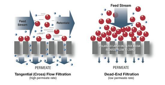 Slika 7. Vrste membranskih filtracija Očito je da se dva tipa filtracije između ostalog, razlikuju po udjelu vode koja se u procesu profiltrira odnosno iskoristi.