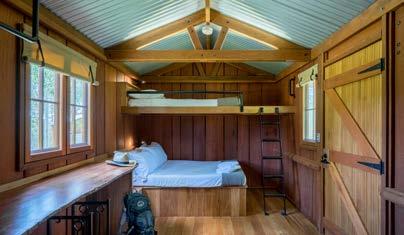 58 ACCOMMODATION Each of the six cabins feature two bedrooms and an ensuite, with each bedroom containing a double