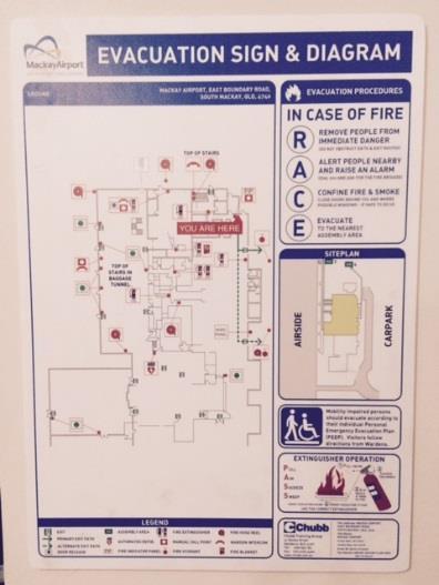 Mackay Airport has installed You are here Emergency Plans and directional signage. 4.