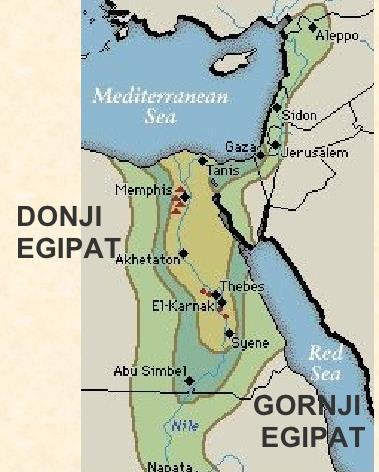 2. EGIPAT 2.1. Geografski položaj Egipta Egipat je izdužena, plodna zemlja smještena na sjeveroistoku Afrike.