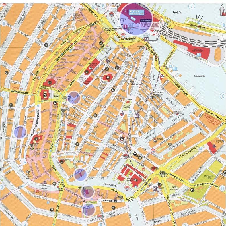 Site map of Grand Hotel Krasnapolsky and other hotels Central Station Hotel Schiller **** Rembrandtplein 26-36 Ph:+31-20-5540700 Tram 4, 9 from central station Grand Hotel Krasnapolsky ***** Dam 9