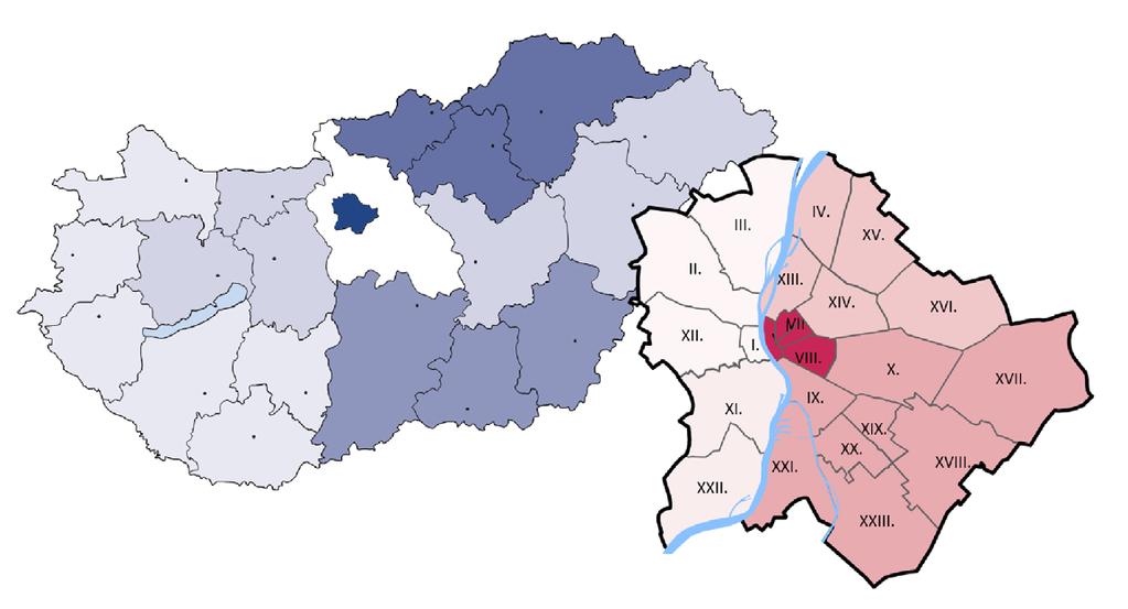 Northern Hungary 5% 8% Northen Grand Plan (Alföld) 3% 7% Southern Grand Plan (Alföld) 3% 6% Central Hungary 4% 5% Central Transdanubia 3% 6% Western Transdanubia 3% 5% Southern Transdanubia 2% 6%