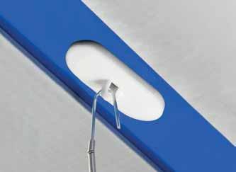 07 /Uni BUTTON DETAILS ADHESIVE ROUNDED BUTTON This low cost white polypropylene ceiling button features a closed hook and self