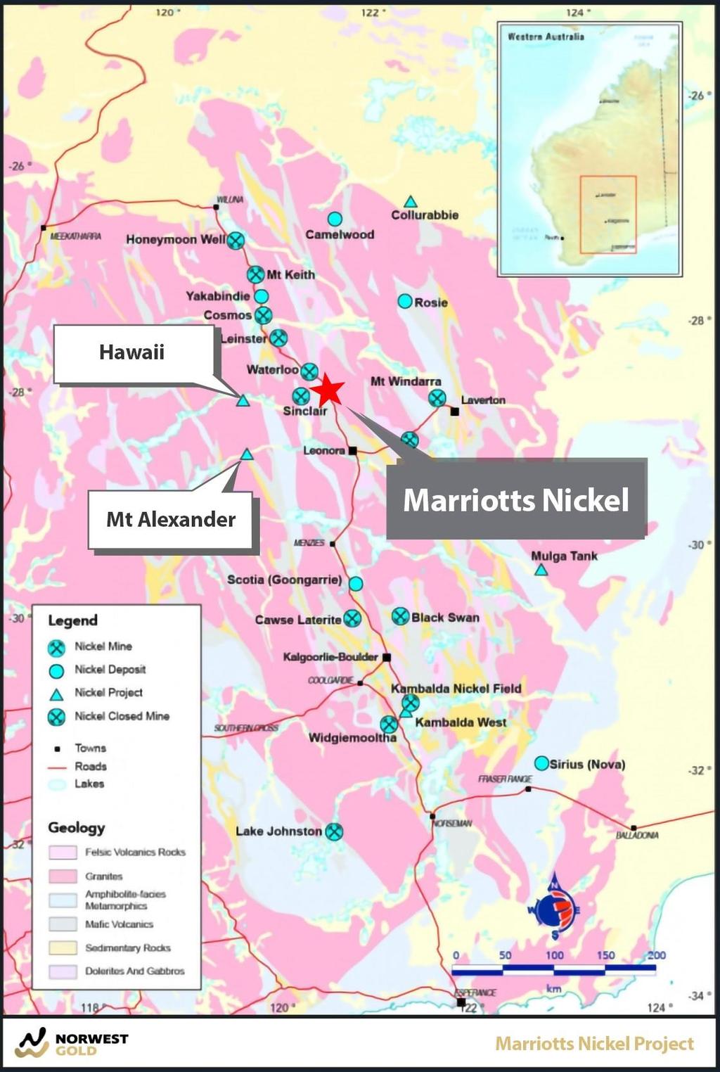 Figure 6: Marriotts nickel deposit is located within trucking distance