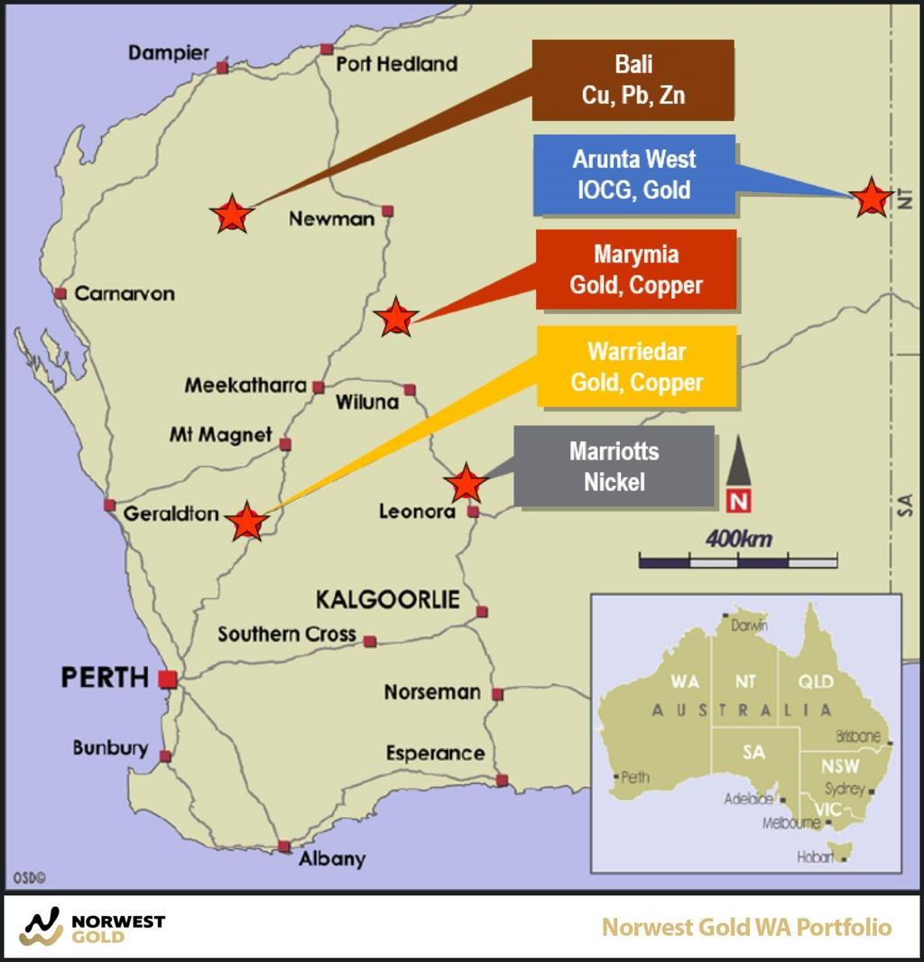Norwest s portfolio of gold and base metal assets Norwest has allocated almost $3.5 million (assuming a successful ASX listing) to aggressively explore its Western Australian assets.