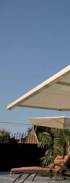 Max. 3,00 m per awning 3,00 m ø 3,50 m or 2,50 x 2,50 m Motor or manual Finishing: Pole and parasol frame: