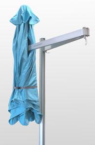 F10: The Umbrella Frame w/ Canopy (U) can be left on the Flexible Arm/Holder (F) in the collapsed position.