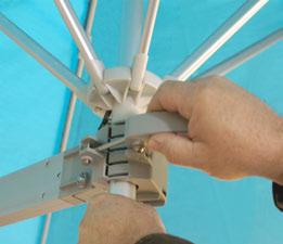 E USING THE UMBRELLA WITHOUT THE ZIPPER FUNCTION (OPTION 1) IN OPTION 1, the Bottom Hub (U2) is mounted ABOVE the Clamp Assembly (F3).