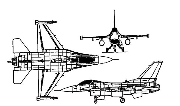 F-16s also use widely spread formations and could be in formations consisting of four or more aircraft. The F-16 also has an anti collision strobe light mounted on top of the vertical stabilizer.