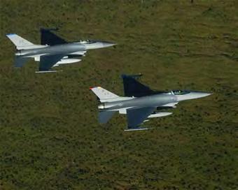 F-16 aircraft participate in MFEs as both aggressors and as aircraft from throughout the Air Force and other nations.