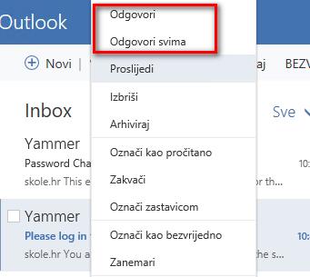 Odgovaranje na poruku u MS Outlooku 2016 U radu, ne samo s Outlookom 2016, nego općenito sa sustavom Office 365,