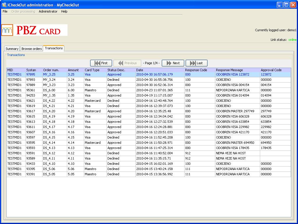 Slika 4 Tab Transactions