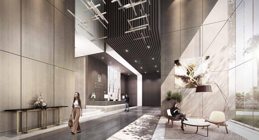 the lobby Enter the residences through a triple-height hotel-style lobby lounge, offering impressively