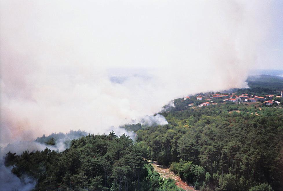 Slika 5. Požar se približuje vasi Sela na Krasu Figure 5. The fire approaches the village of Sela na Krasu Slika 7. Figure 7.