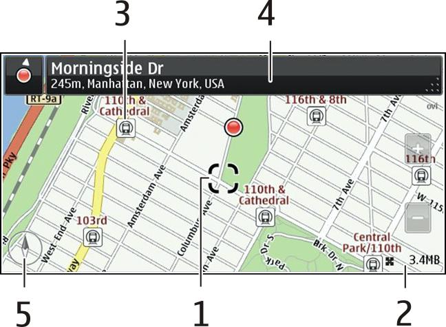 Mape 79 Ukoliko tražite ili pretražujete lokaciju, odnosno pregledate detalje o lokaciji koristeći servis kao što je Vreme, prikazaće se informacije o lokaciji koja je trenutno prikazana.
